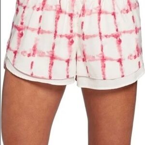 Women's White and Red Patterned Shorts